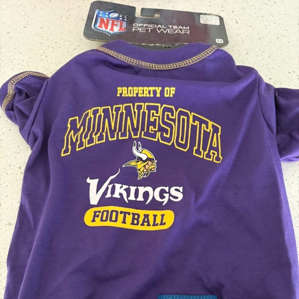 Minnesota Vikings Dog T-Shirt - Size Medium 14-18" Brand New
